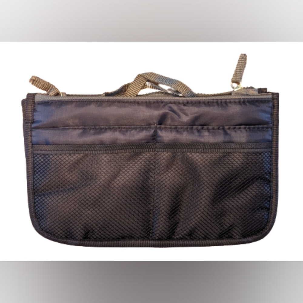 NWT bag organizer/insert navy top zip pockets, top handles & exterior mesh slip